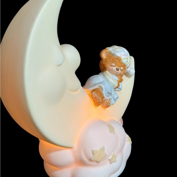 Vintage 1982 Enesco Teddy Beddy Bear Moon Nightlight Nursery Lamp - Picture 5 of 6
